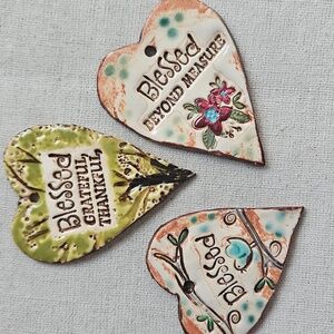 *choose* Colorful Artisan Ceramic Heart-Shape Inspirational Pendant Focal Decor